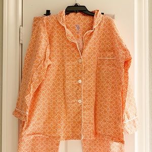 Serena & Lily coral colored patterned pajamas
